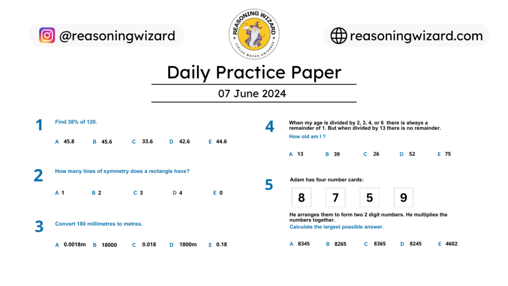 11plus Daily Free Practice Paper