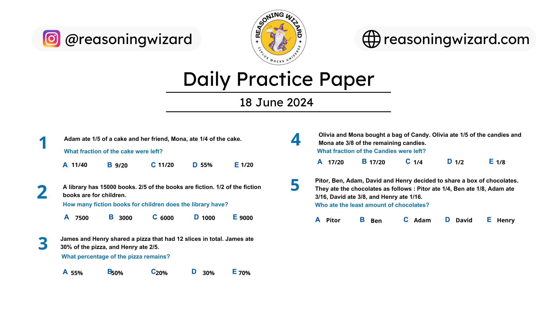 11plus Daily Free Worksheet