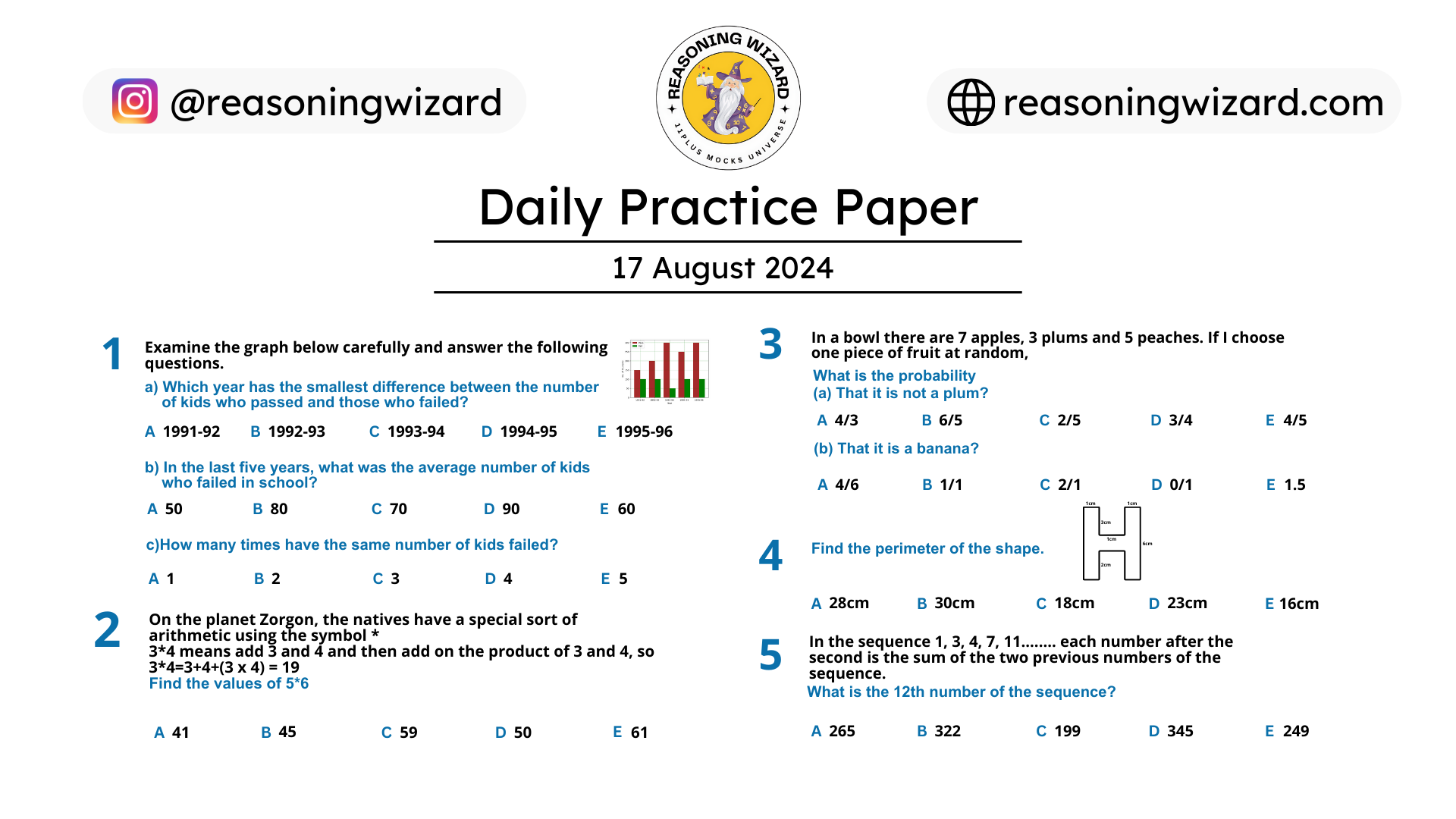 11plus Daily Free Worksheet