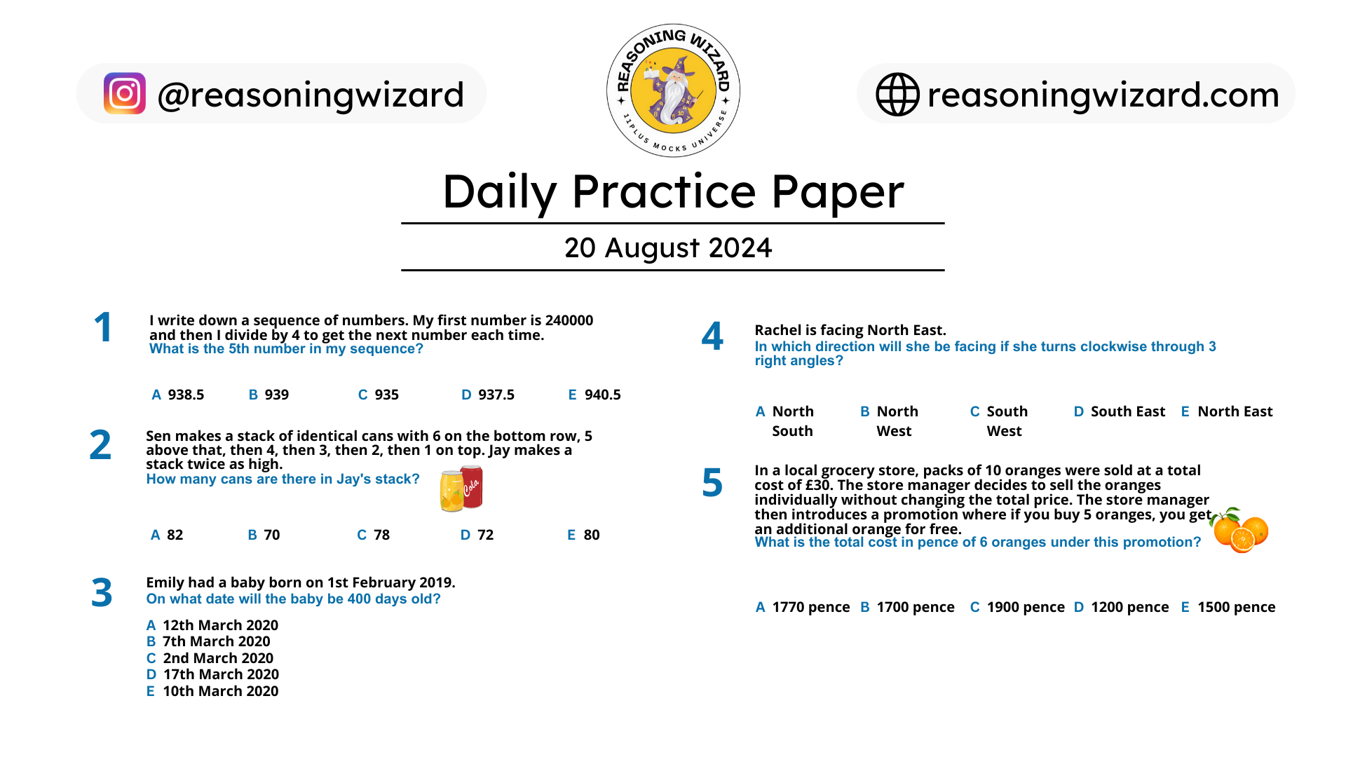 11plus Daily Free Worksheet