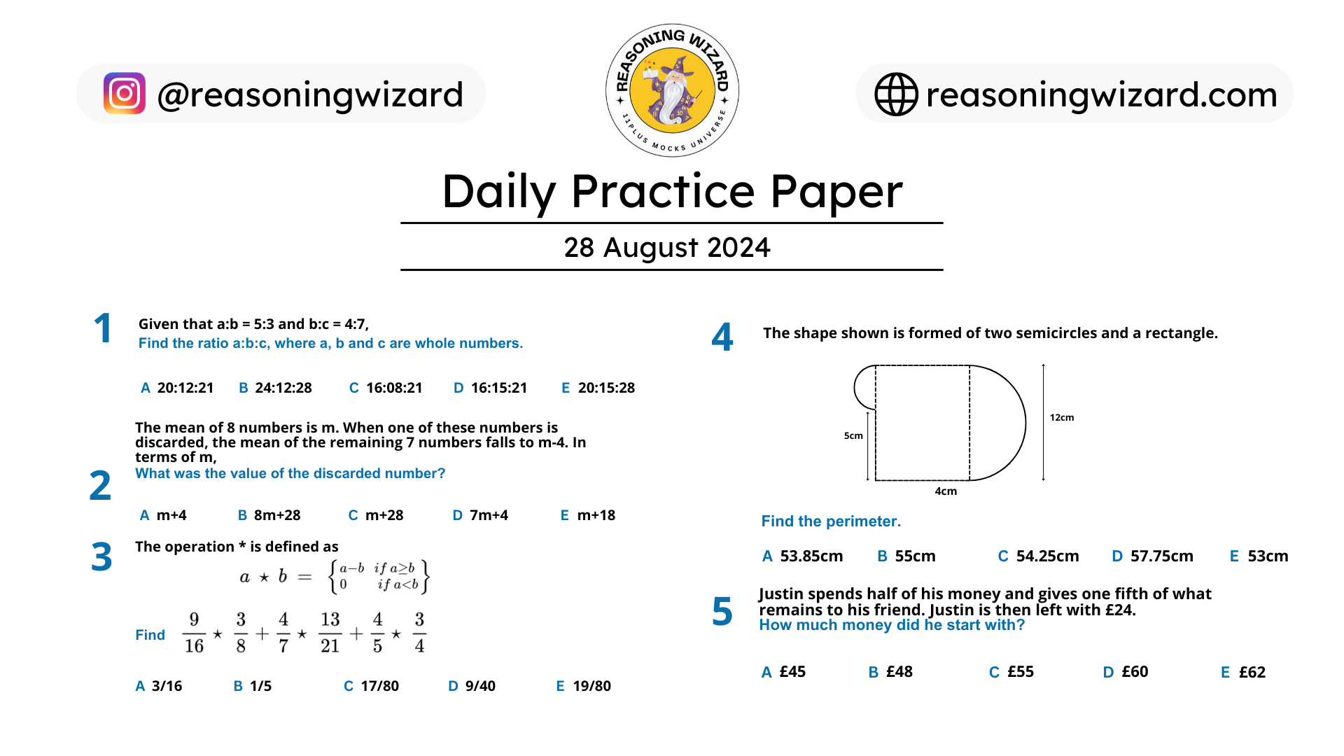 11plus Daily Free Worksheet