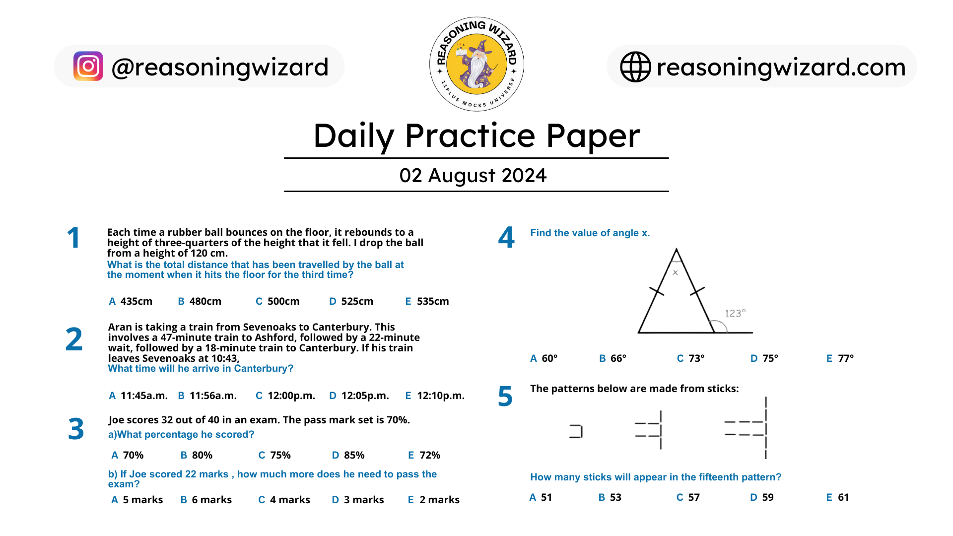 11plus Daily Free Worksheet