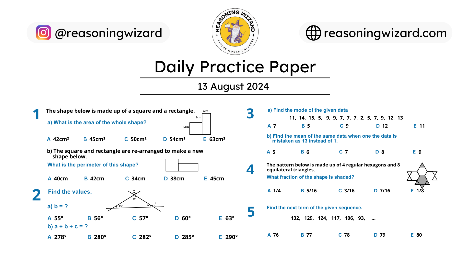11plus Daily Free Worksheet