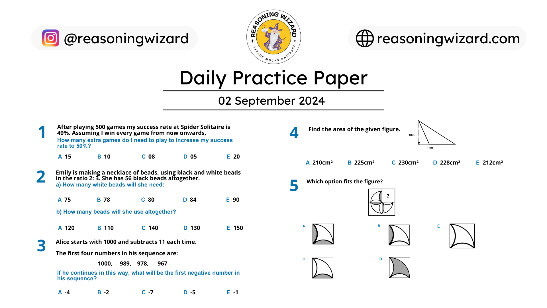 11plus Daily Free Worksheet